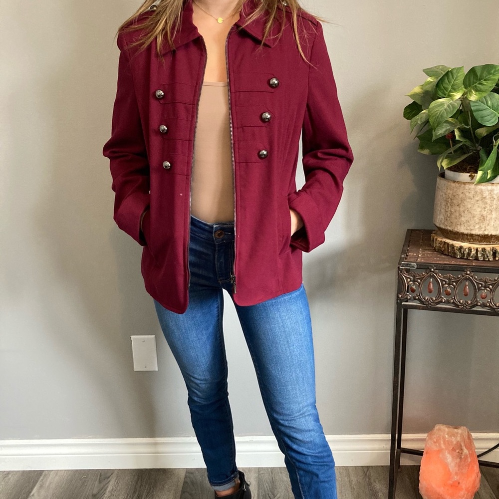Burgundy Zip Up Jacket